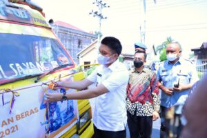 Bupati Panca Lepas Pendistribusian Beras Bantuan PPKM Untuk Kabupaten Ogan Ilir